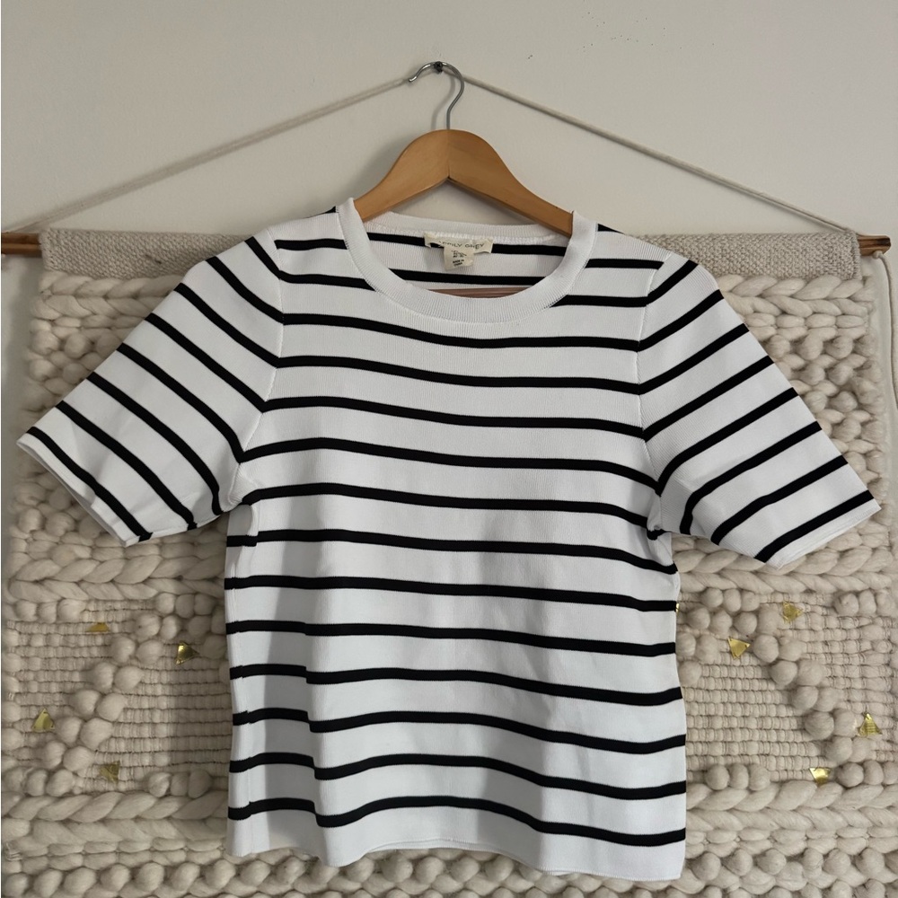 Classic Black and White Striped Women's Top by Happily Grey
